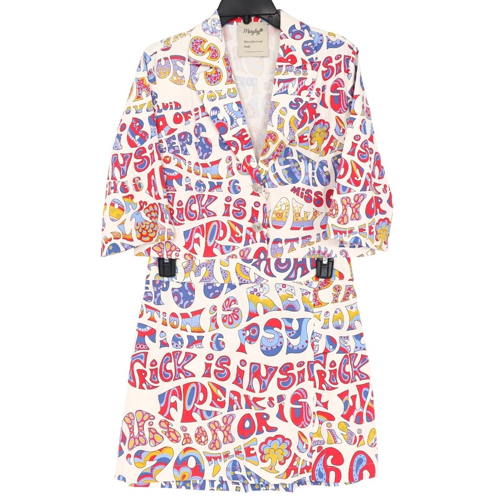 Maryley Blazer & Skirt Set Freaks Psychedelic Hippie Mod Size S/M Made in Italy